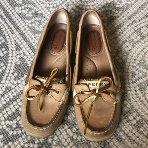 Gold glitter sperrys